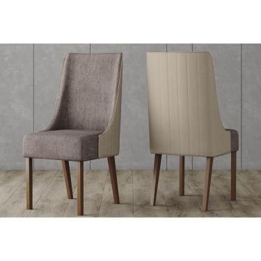 Imagem de Kit 2 Cadeiras Sala Jantar Ivy 2 Un Nature Linho Capuccino Courano Marrom