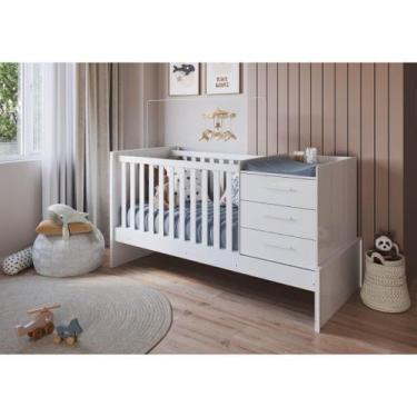 Imagem de Berço Moveis Peroba Americano Multifuncional Beni 5 em 1 MDF -, Branco