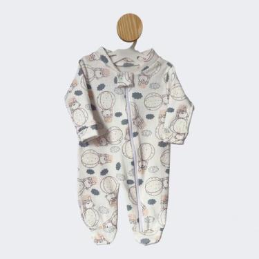 Imagem de Macacão Pijaminha Ziper Malha Algodão Ursinho Balão Pezinho Cor:BalãoT