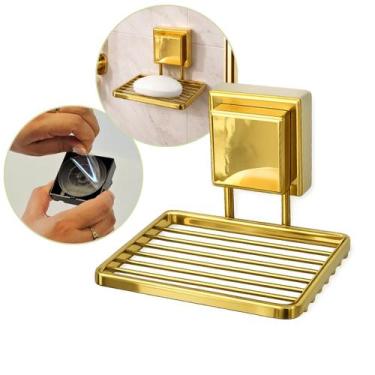 Imagem de Saboneteira Parede Dourado Porta Sabonete Adesivo Resistente Future
