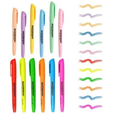 Imagem de Kit Caneta Marca Texto Tons Pastéis e Neon Masterprint 12 Unidades - K