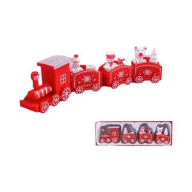 Imagem de Enfeite De Trem De Natal De Madeira, Decoração Clássica Para O Natal, 