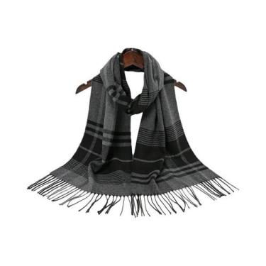Imagem de Cachecol Xadrez Unissex Com Borlas De Caxemira Quente Tipo Cashmere 19