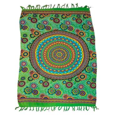 Imagem de Canga Praia  Viscose - Mandala Flores Verde 1.60Mx1.10M
