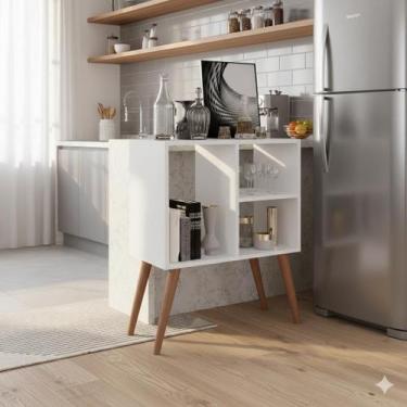 Imagem de Aparador Buffet Multiuso Estilo Retrô Vênus com 3 Nichos Ideal para Ca