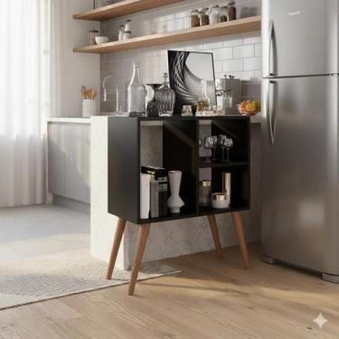 Imagem de Aparador Buffet Multiuso Estilo Retrô Vênus com 3 Nichos Ideal para Ca