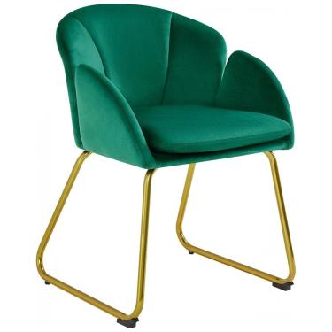 Imagem de Yaheetech Poltrona de Veludo Verde com Design Floral e Pés Dourados para Sala, Quarto e...