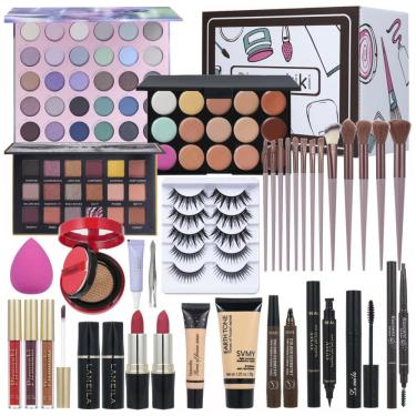 Imagem de Kit de maquiagem completo TooAemiS vermelho com estojo compacto e acessórios para olhos, lábios e rosto