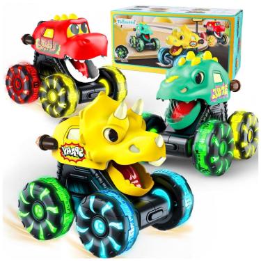 Imagem de Caminhão Monstro Dinossauro Tsomtto 3 Unidades com Luzes LED Press and Go para Crianças a Partir de 18 Meses