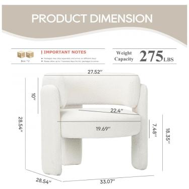 Imagem de Cadeiras COLAMY estofadas creme em veludo sherpa com encosto curvo e 3 pés de madeira para sala e quarto kit 2 peças