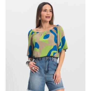Imagem de Blusa Feminina Ciganinha Infinita Cor Azul, M, Azul