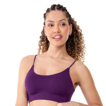 Imagem de Top Fitness Jacquard Colmeia com Bojo Removível sem Costura Black Wine