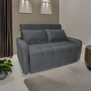 Imagem de Sofá Cama Para Sala De Estar Amora New Suede - Cinza Cinza