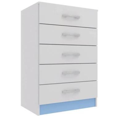 Imagem de Cômoda Maxi com 5 Gavetas Evidência Móveis Cor Azul - Evidencia, Azul