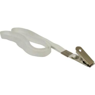Imagem de Cordão para Crachá Tecido Branco c/Presilha Jacaré 10un - MARES