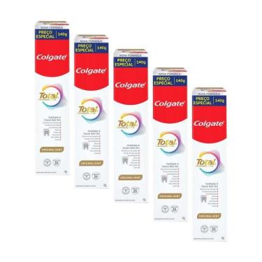 Imagem de Kit 5 Cremes Dentais Colgate Total Mint Prevenção Ativa 140g