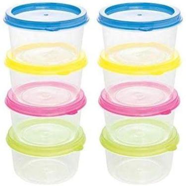 Imagem de Kit Mini Potes Redondo Coloridos De Plastico Clink 8 Unidades Cada Jog