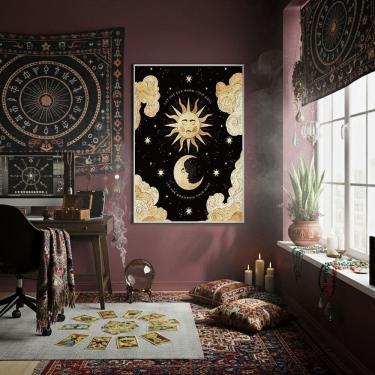 Imagem de Quadro Decorativo Permita Sol E Lua 70x50cm Mold Branca