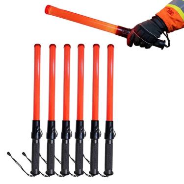 Imagem de Bastao Sinalizador Viario Kit 6 Uni LED Apito Segurança Transito Estacionar Guarda Fiscal Obra Emergencia Rodovia