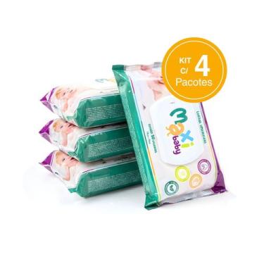 Imagem de Kit com 4 Toalhas Lenços Umedecidos Hipoalergênico 50un Cada Maxi Baby