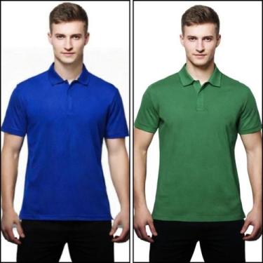 Imagem de Kit 2 Camisas Polo Masculina Piquet 100% poliéster - Genéricos, Azul r