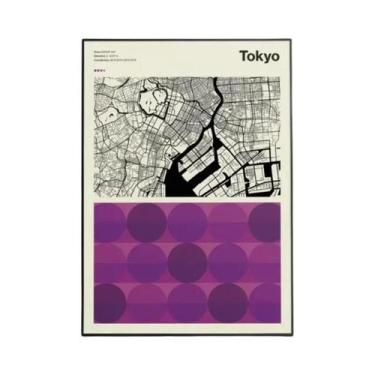 Imagem de Pôster De Arte Moderna De Tóquio Em Tela, Decoração De Parede Com Onda