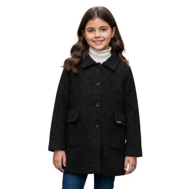 Imagem de Casaco Meninas Inverno Sobretudo Estilo Tweed Premium Fofo