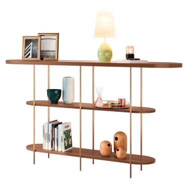 Imagem de Aparador De Sala Com Prateleiras Pé Metal Wonka H01 Castanho - Mpozenato