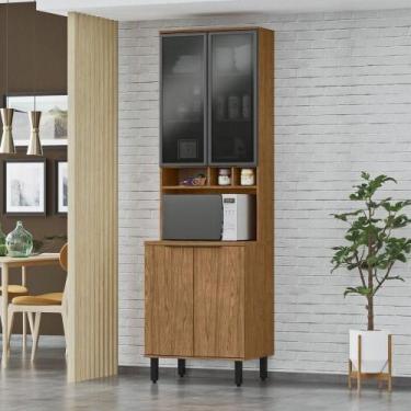 Imagem de Paneleiro Torre Quente 1 Forno Portas De Vidro E Madeira - Toscana Fre