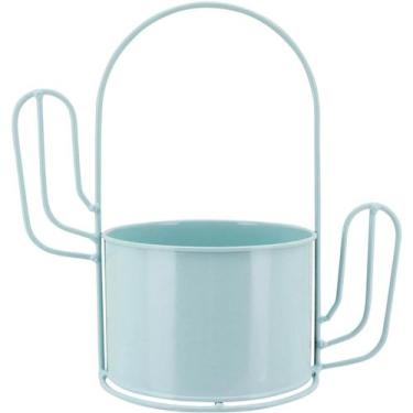 Imagem de GARDEN CACHEPÔ 23x24x13cm METAL AZUL CACTO - NH