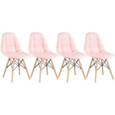 Imagem de Laraz Home Decor, Kit 4 Cadeiras Estofadas Eames Eiffel Botonê - Madei
