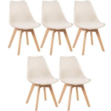 Imagem de Kit 5 Cadeiras Laráz Leda Assento Estofado Creme - Laraz