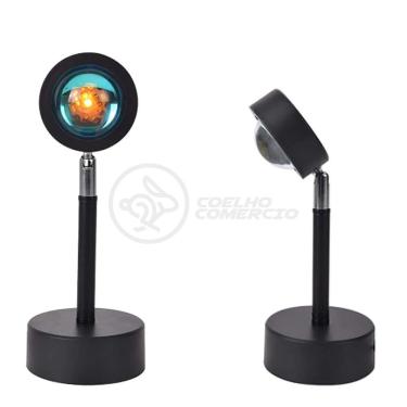 Imagem de Luminária Projetor Smart Tech Mini Ring Light Sunset Projetor Sol para Efeito Decorativo com Cabeça Ajustável USB 5V 5W