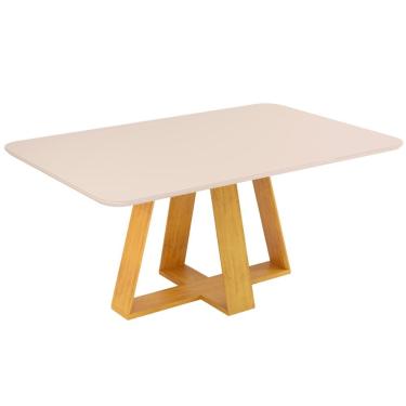 Imagem de Mesa Sala De Jantar 1,60m Tampo Em Vidro Maria Cedro-off White