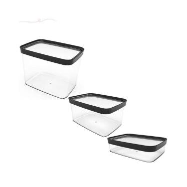 Imagem de Conjunto 3 Potes Herméticos Tamanhos Diferentes Plástico PP BPA Free Microondas Freezer...