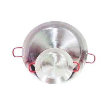 Imagem de Paellera Tacho Aço Inox 2mm 2,3 Litros 30cm Alça Vermelha - Jamar