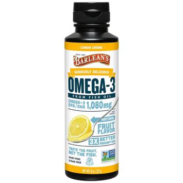 Imagem de Suplemento de óleo de peixe Barlean's Mango Peach Omega 3 500 ml com vitamina D-Unissex