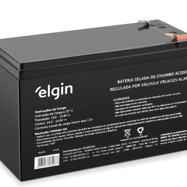 Imagem de Bateria Selada de Chumbo VRLA Elgin 12V 7Ah Terminal F1 para Equipamentos Elétricos com...