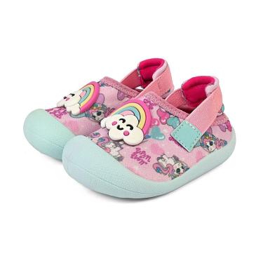 Imagem de Tênis Esportiva Babuche Infantil Bebê Menina Sapatinho Antiderrapante Rosa Nuvem Gatatu...