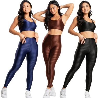 Imagem de KIT 3 Conjunto Fitness Top e Calça New Zig 3D Serra e Mar Roupa De Academia Treino Para...