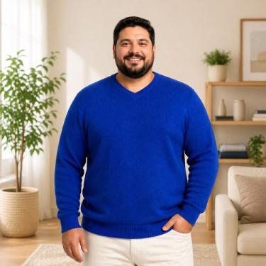 Imagem de Blusa Grossa Masculino Plus Em Tricot Frio Casaco Cor:Cinza EscuroTama