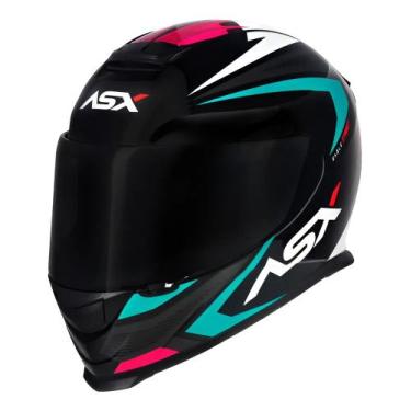 Imagem de Capacete ASX Eagle Street Brilho Preto/Tiffany/Rosa  Tamanho 58/M
