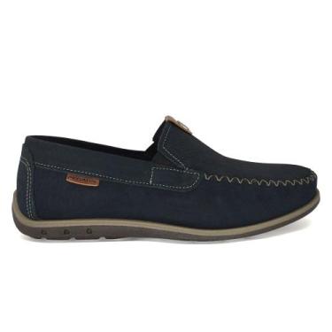 Imagem de Mocassim Pegada Masculino Couro Drive com Elástico 141603 Cor:MarinhoT