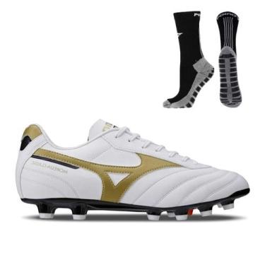 Imagem de Chuteira Campo Mizuno Morelia Classic MD + Meia Antiderrapante Preta, 