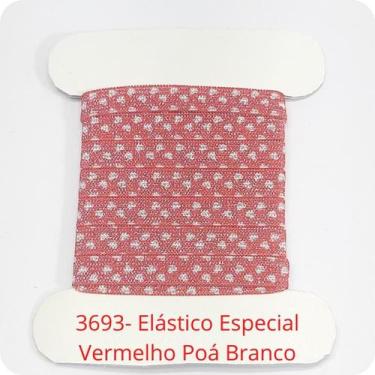 Imagem de 100 metros Elástico Lurex Especial 7mm Poá Vermelho Branco 3693 100 en