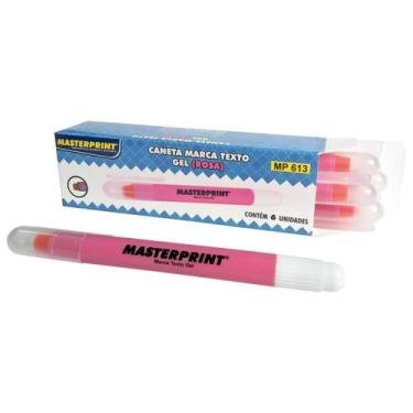 Imagem de Marca Texto em Gel Rosa Neon Ponta Retrátil Masterprint MP 613 Caixa c