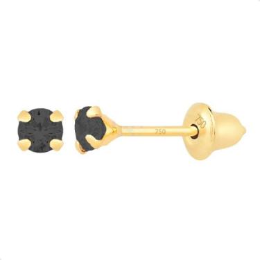 Imagem de Brinco De Ouro 18k Pedra 2,5mm Recém-nascido Bebê Infantil Vermelho - 