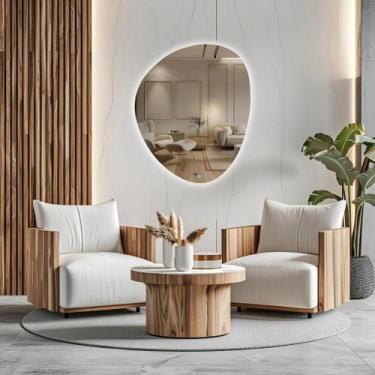 Imagem de Espelho Organico Grande com LED Lapidado 70x58 Vidro Luxo Moderno Touc