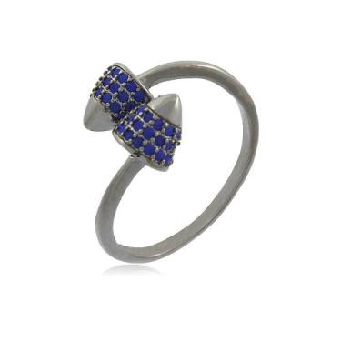 Imagem de Anel Zircônias Azul Klein Pontas Ajustáveis - Viva Jolie, 15