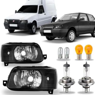 Imagem de Par farol fiat fiorino mille 2012 - 2012 preto lente lisa com lampadas